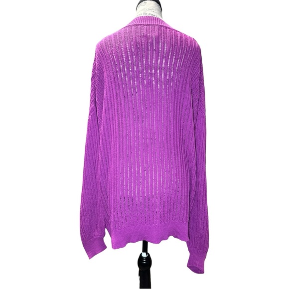 Fantastic Fawn I’ll Be Waiting Purple V-Neck Sweater NWT - Picture 7 of 8